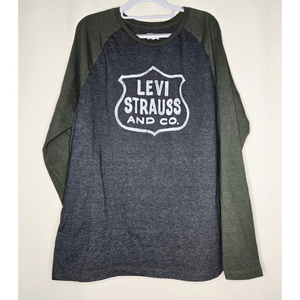 Levi Strauss & Co. XL Gray Green Long Sleeve Logo Graphic T-Shirt Mens